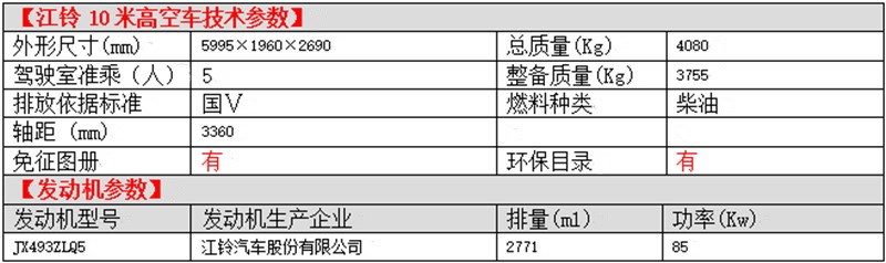 江鈴順達10米升降高空車(chē)